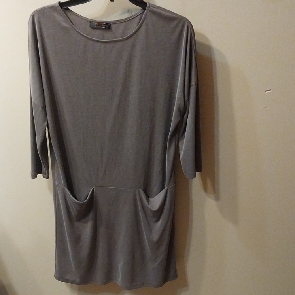 Renee C. Charcoal (Gray/Brown) Top with Pockets